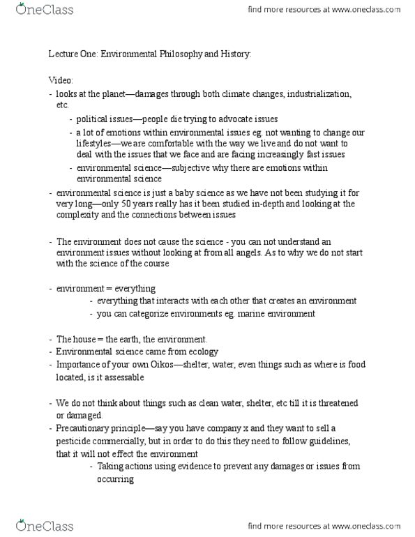 Environmental Science 1021F/G Lecture Notes - Lecture 1: Exponential Growth, Ecocentrism, Infant Mortality thumbnail