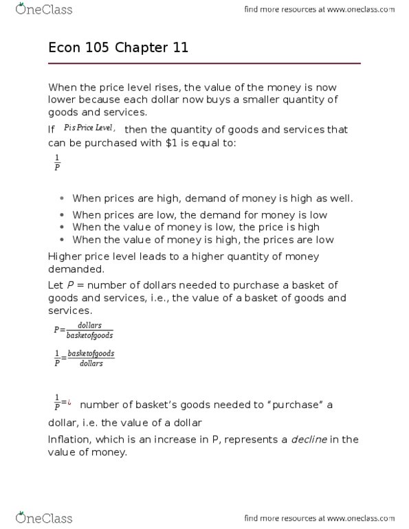 ECON 105 Lecture 11: Money Growth & Inflation Ch 11 thumbnail