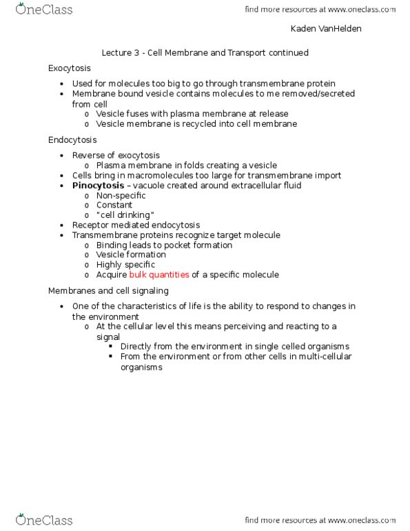 Biology 1202B Lecture Notes - Lecture 3: Membrane Transport Protein, Transmembrane Protein, Cell Membrane thumbnail