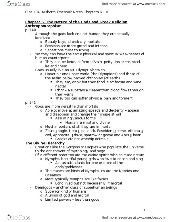 CLAS104 Chapter 6-10: Textbook Notes thumbnail