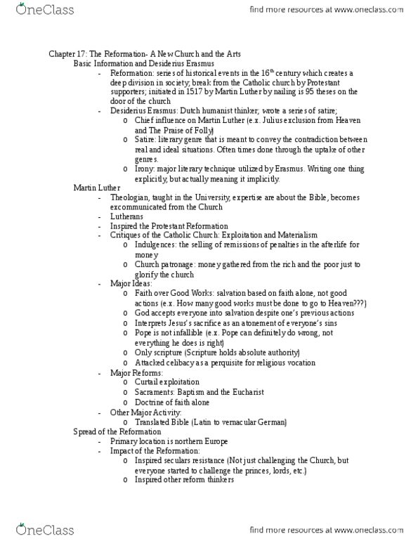 HUM 2210 Lecture Notes - Lecture 13: Gutenberg Bible, Johannes Gutenberg, Transubstantiation thumbnail