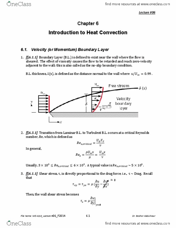 M E 4210 Lecture Notes - Lecture 6: Sherwood Number, Surface Tension, Kinetic Energy thumbnail