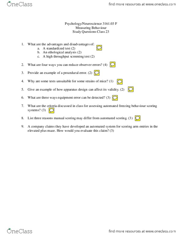 PSYO 3161 Lecture Notes - Lecture 23: High-Throughput Screening, Standardized Test, Ethology thumbnail