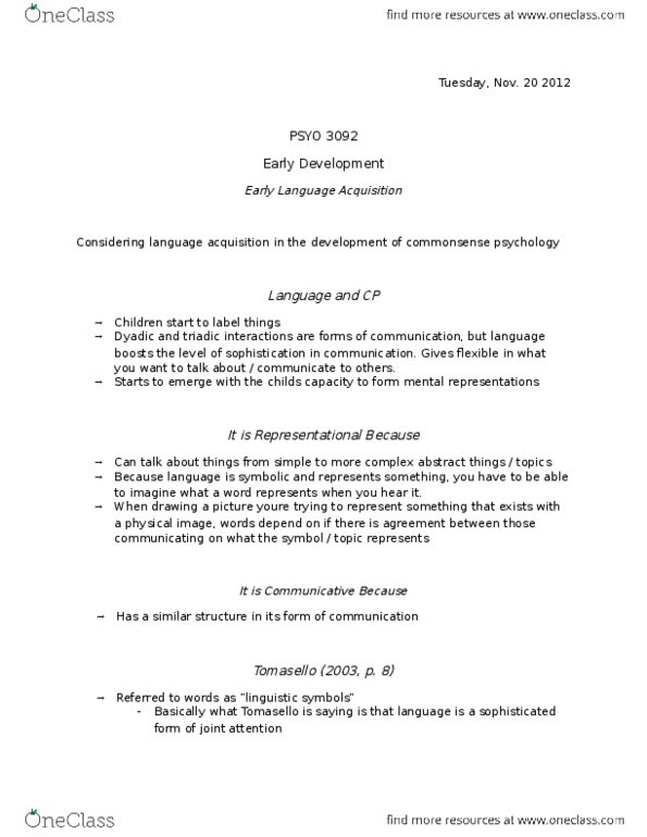 PSYO 3092 Lecture Notes - Lecture 19: Joint Attention thumbnail