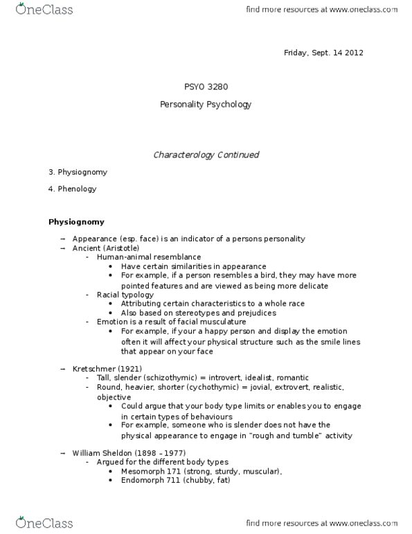 PSYO 3280 Lecture Notes - Lecture 3: Nasolabial Fold, Walrus, Hillary Clinton thumbnail