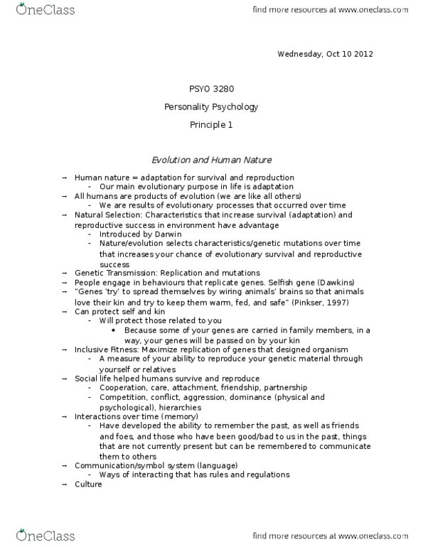 PSYO 3280 Lecture Notes - Lecture 13: Steven Pinker, Cultural Universal, Weather Modification thumbnail