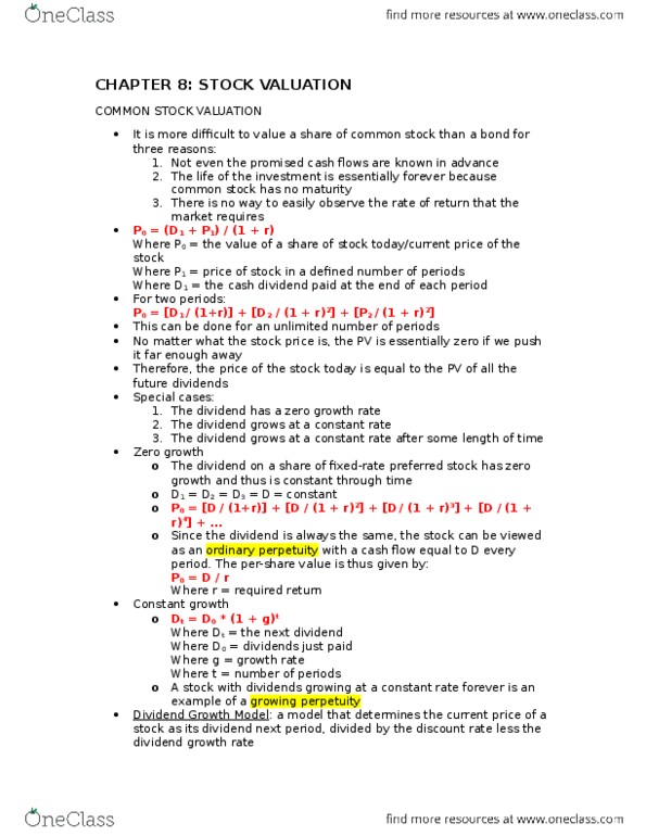 FIN 300 Chapter Notes - Chapter 8: Cash Cow, Activist Shareholder, Double Taxation thumbnail