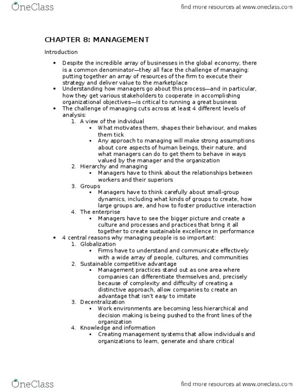 GMS 802 Chapter Notes - Chapter 8: Theory X And Theory Y, Hawthorne Effect, W. M. Keck Observatory thumbnail