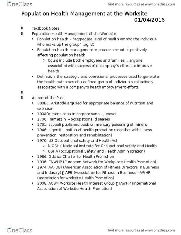 PHED-3146EL Lecture Notes - Lecture 1: Occupational Hygiene, Employee Engagement, Hewitt Associates thumbnail