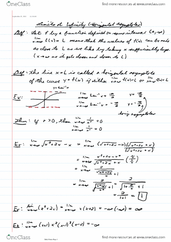 MATH100 Lecture 11: 11_Limits at Infinity (Horizontal Asymptotes) thumbnail
