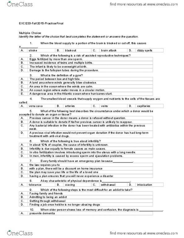 EXCI 233 Lecture Notes - Lecture 10: Mastectomy, Dihydrolipoyl Transacetylase, Venae Cavae thumbnail