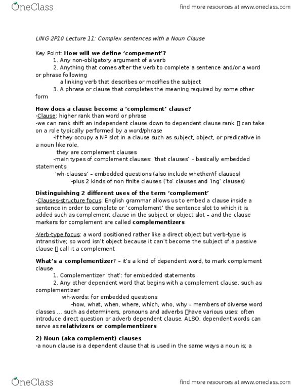 LING 2P10 Lecture Notes - Lecture 10: Demonstrative, Relative Pronoun, Indirect Speech thumbnail