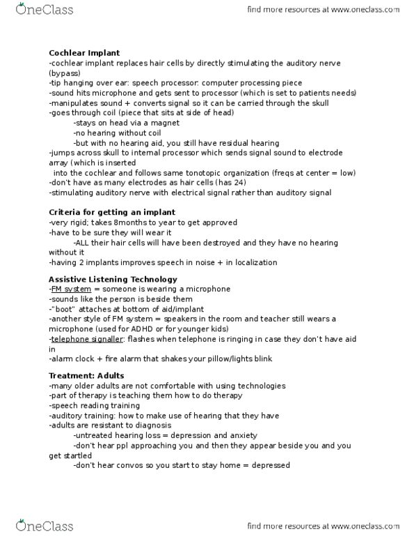 LING 3P97 Lecture Notes - Lecture 10: Cued Speech, Alarm Clock, Cochlear Implant thumbnail