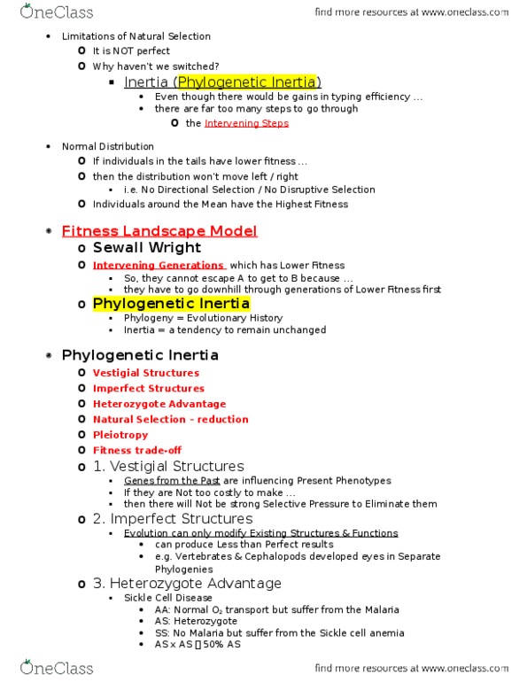 BIOL 1001 Lecture Notes - Lecture 9: Sewall Wright, Allele, Sickle-Cell Disease thumbnail