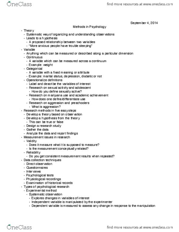 PSYCH 111 Lecture Notes - Lecture 2: Response Bias, Naturalistic Observation, Sampling Bias thumbnail