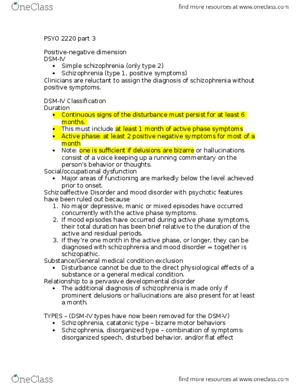 PSYO 2220 Lecture Notes - Lecture 3: Pervasive Developmental Disorder, Brief Psychotic Disorder, Mania thumbnail