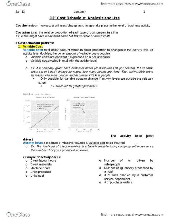 AFM102 Chapter Notes - Chapter 3: Cost Driver, Variable Cost, Fixed Cost thumbnail