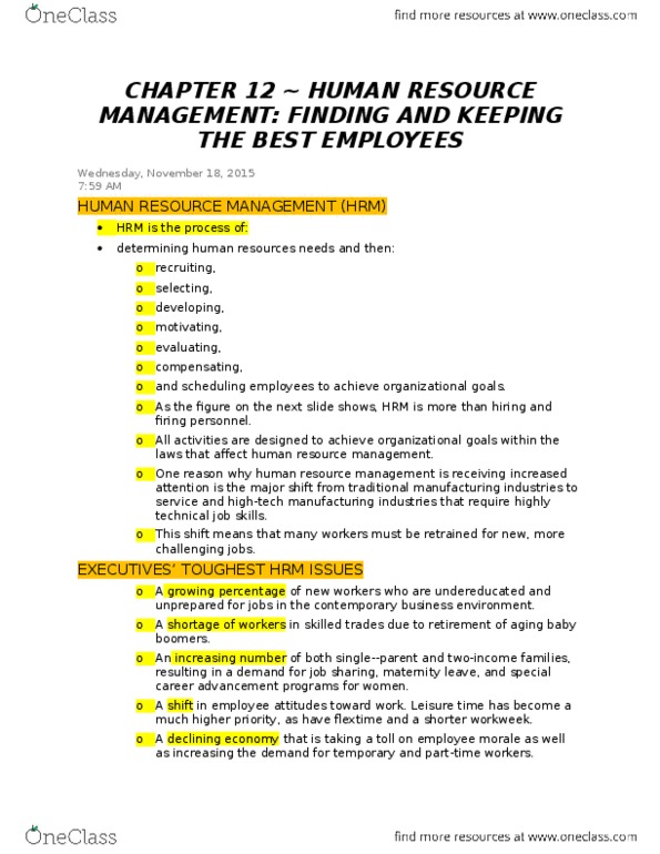 BUSI 1600U Lecture Notes - Lecture 12: Human Resource Management, Job Sharing, High Tech thumbnail