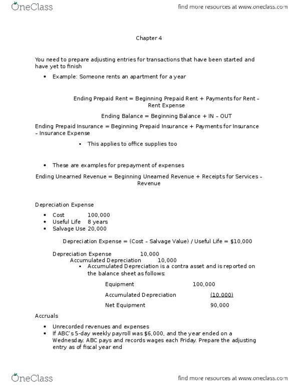 COMMERCE 1AA3 Chapter Notes - Chapter 4: Accrual, Bank Reconciliation, Net Income thumbnail