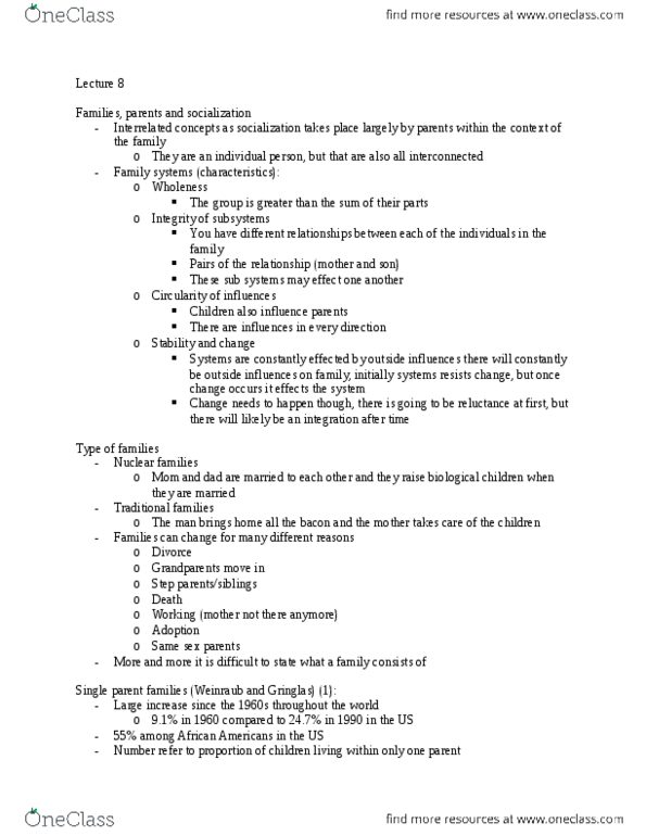 PSY311H5 Lecture Notes - Lecture 8: Bacon, Single Parent, Peer Pressure thumbnail