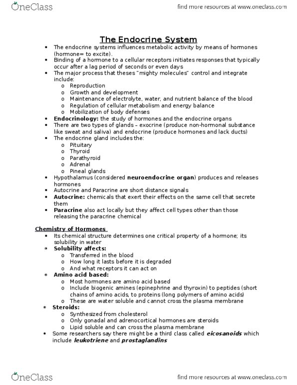 ANP 1105 Chapter Notes - Chapter 16: Adenylyl Cyclase, Protein Kinase, Sex Steroid thumbnail