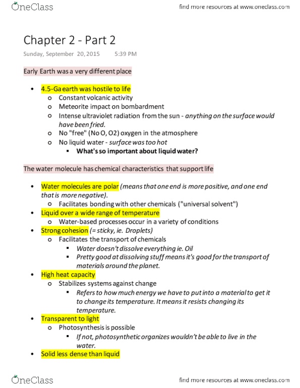 ENV100Y5 Lecture Notes - Lecture 7: Banded Iron Formation, Cambrian Explosion, Ultraviolet thumbnail