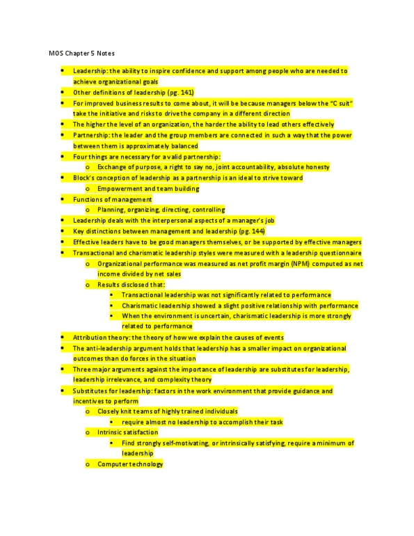 Management and Organizational Studies 1021A/B Lecture : MOS HR Part 5 Textbook Notes thumbnail