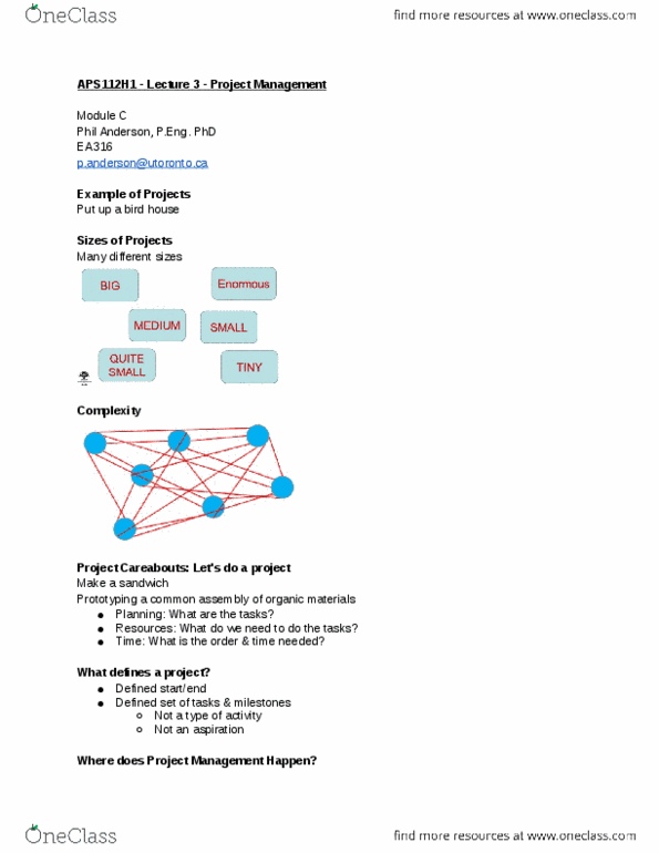 APS111H1 Lecture Notes - Lecture 3: European Parliament, Program Evaluation And Review Technique, Work Breakdown Structure thumbnail