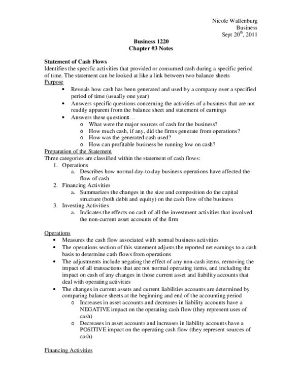 Business Administration 1220E Chapter Notes -Operating Cash Flow, Cash Flow, Capital Structure thumbnail