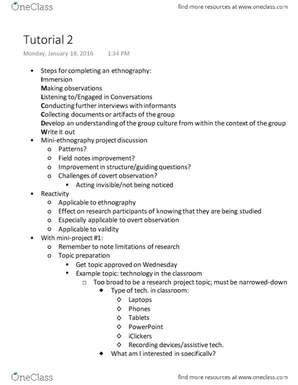 CMST 2B03 Lecture Notes - Lecture 2: Ethnography, Microsoft Powerpoint thumbnail