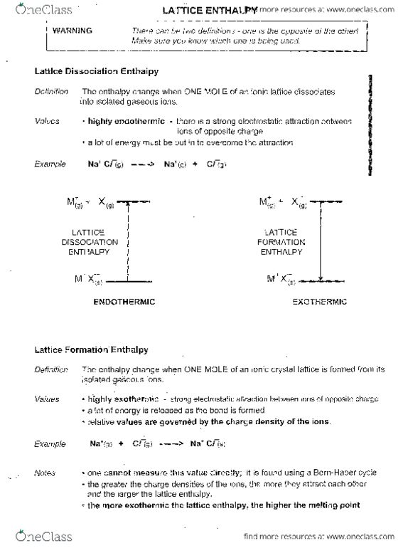 CHM 2045 Lecture Notes - Lecture 1: Lattice Energy, Exothermic Process, Sodium Chloride thumbnail
