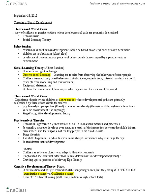 PSYC 4240 Lecture Notes - Lecture 3: Social Learning Theory, Tabula Rasa, Abstraction thumbnail