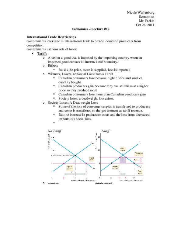 Economics 1021A/B Lecture Notes - Deadweight Loss, Export Subsidy, Import Quota thumbnail