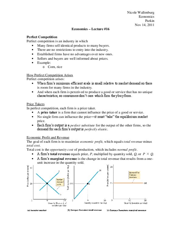 Economics 1021A/B Lecture Notes - Market Power, Perfect Competition, Marginal Revenue thumbnail