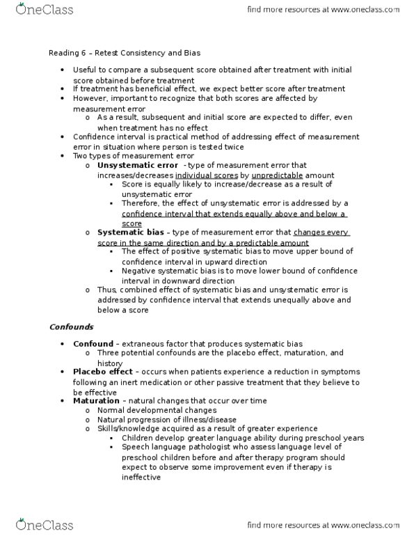 Health Sciences 2801A/B Lecture Notes - Lecture 6: Observational Error, Confidence Interval, Emor thumbnail