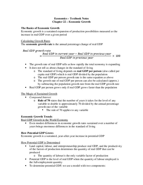 Economics 1022A/B Chapter Notes -Real Wages, Potential Output, Workforce Productivity thumbnail