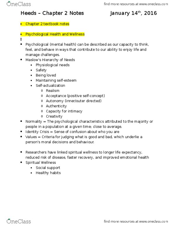 ECON-101 Chapter Notes - Chapter 2: Self-Actualization, Posttraumatic Stress Disorder, Assertiveness thumbnail