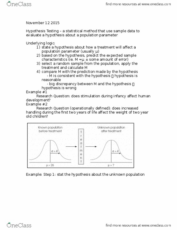 PSYC 2021 Lecture Notes - Lecture 8: Statistical Hypothesis Testing, Type I And Type Ii Errors, Mean Absolute Difference thumbnail