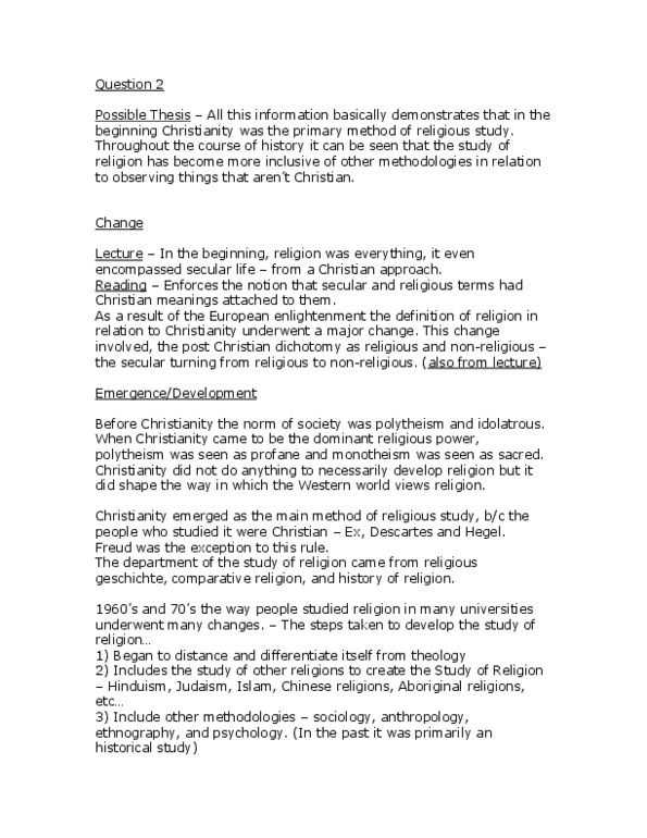 Rlg200h1 Study Guide Polytheism Ethnography Comparative Religion - 