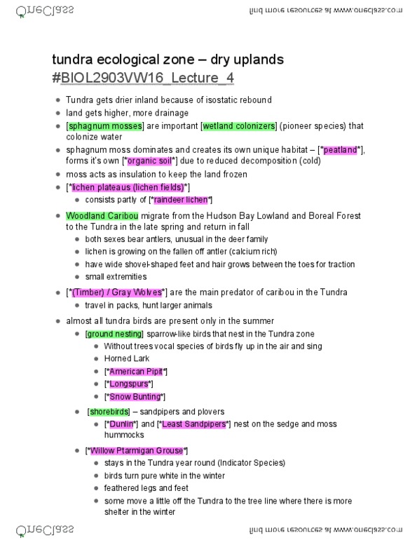 BIOL 2903 Lecture Notes - Lecture 4: Hudson Bay Lowlands, Sphagnum, Lichen thumbnail