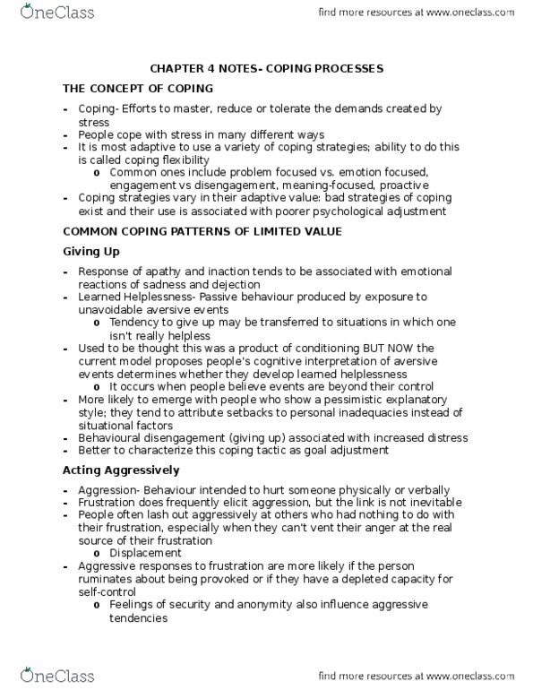 Psychology 2035A/B Lecture Notes - Lecture 4: Learned Helplessness, Explanatory Style, Occupational Stress thumbnail