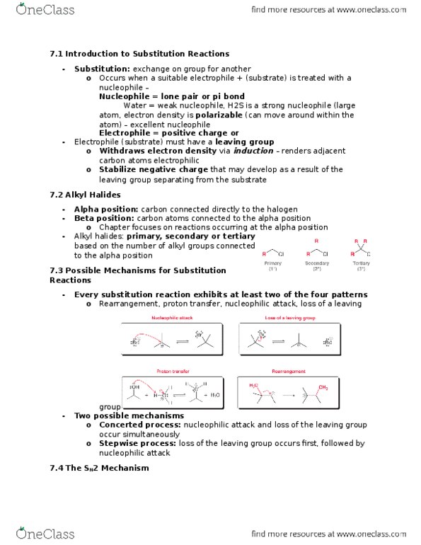 CHEM 2OA3 Chapter Notes - Chapter 7: Leaving Group, Nucleophile, Thiol thumbnail
