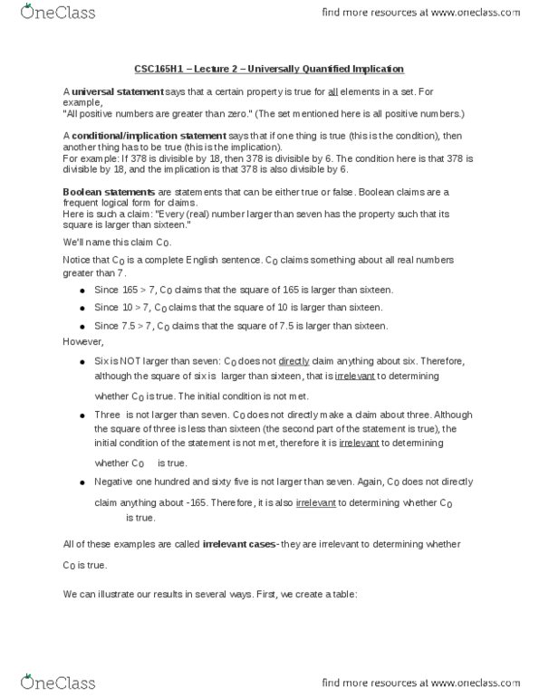 CSC165H1 Lecture Notes - Lecture 2: Venn Diagram, Counterexample thumbnail