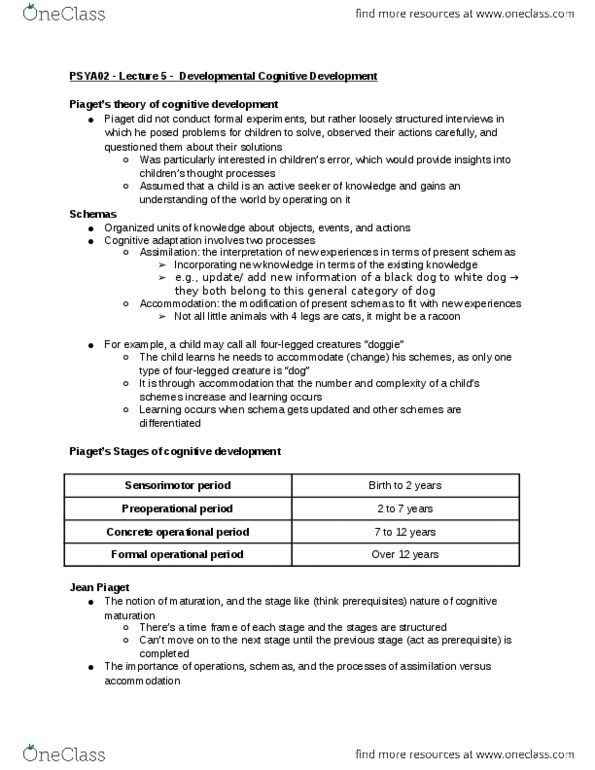 PSYA02H3 Lecture Notes - Lecture 5: Object Permanence, Scientific Method thumbnail