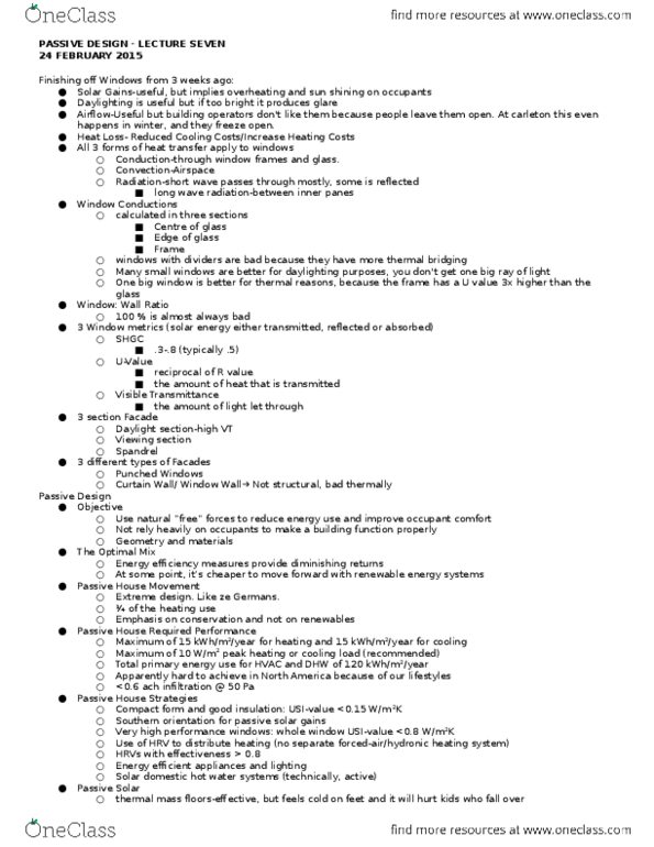 ENVE 4105 Lecture Notes - Lecture 6: Volumetric Heat Capacity, Passive House, Passive Solar Building Design thumbnail