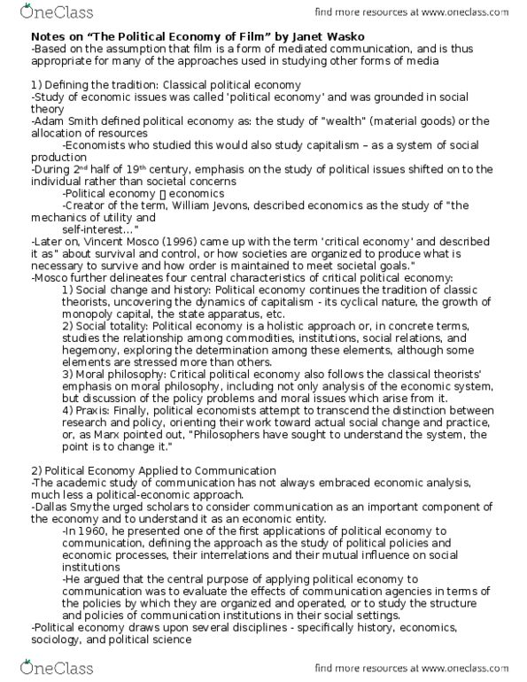 POL 128 Lecture Notes - Lecture 2: William Stanley Jevons, Monopoly Capital, Media Studies thumbnail