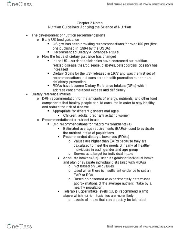 HUN 2201 Chapter Notes - Chapter 2: Center For Nutrition Policy And Promotion, Osteoporosis, Health Promotion thumbnail