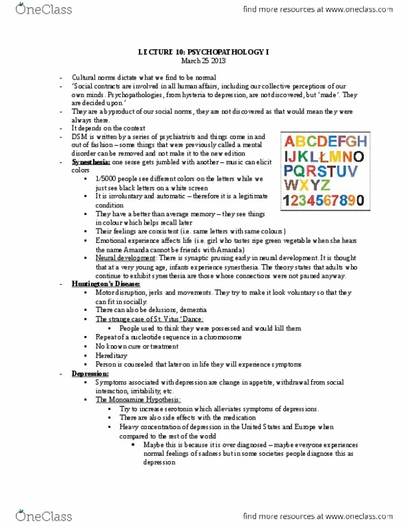 PSYCH 1XX3 Lecture Notes - Lecture 10: Neural Development, Synesthesia, Synaptic Pruning thumbnail