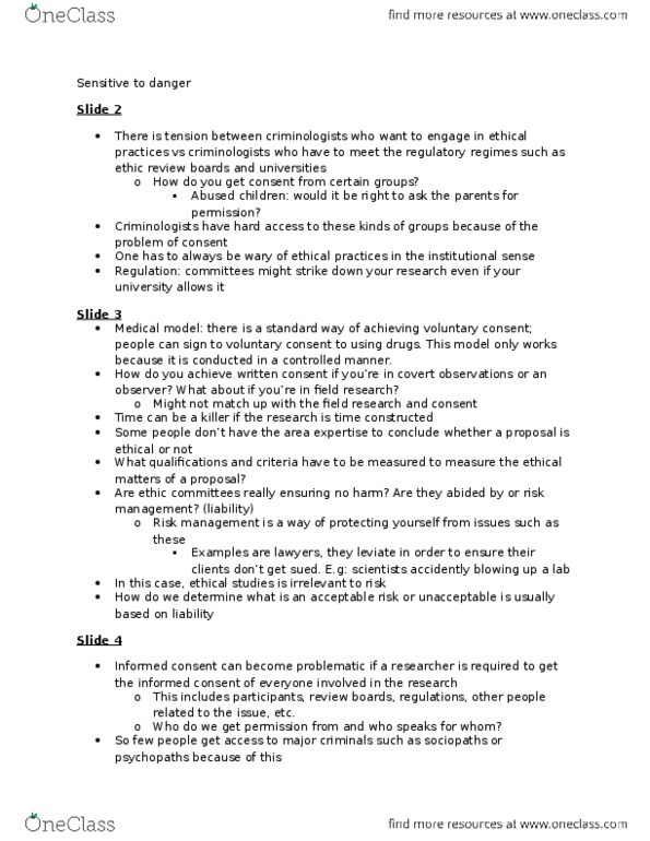 CRIM 2653 Lecture Notes - Lecture 7: Medical Model, White-Collar Crime, Informed Consent thumbnail