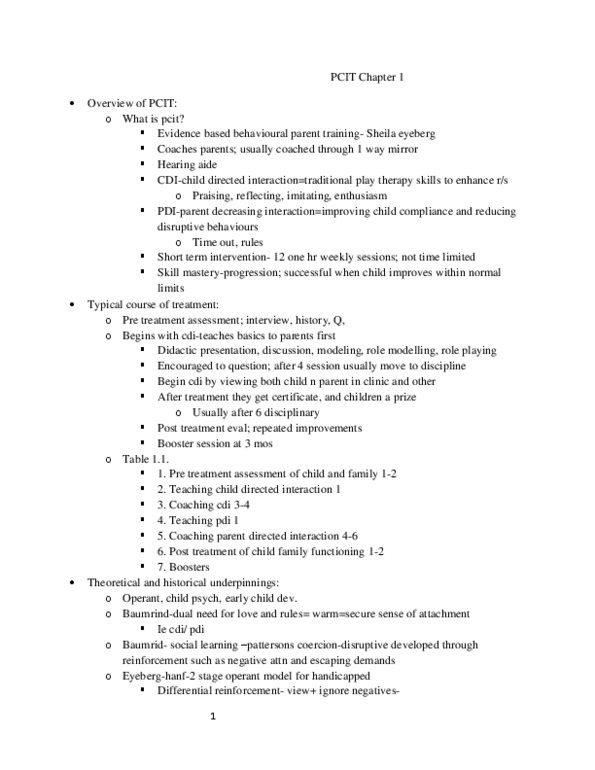 PSYC 4030 Chapter Notes - Chapter 1: Play Therapy, Eval, Conduct Disorder thumbnail